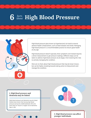 Free  Template: High Blood Pressure or Hypertension Facts Infographic Template