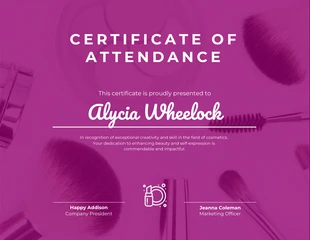 Free  Template: Purple White Company Attendance Certificate Template