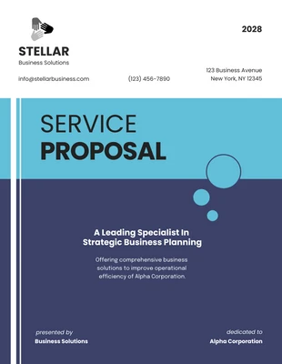 Free  Template: Blue Electric Modern Service Proposal Template