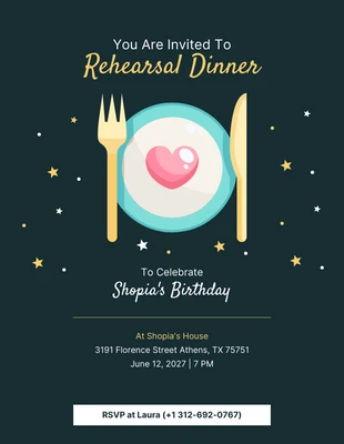 Free  Template: Green And Yellow Elegant Rehearsal Dinner Invitation