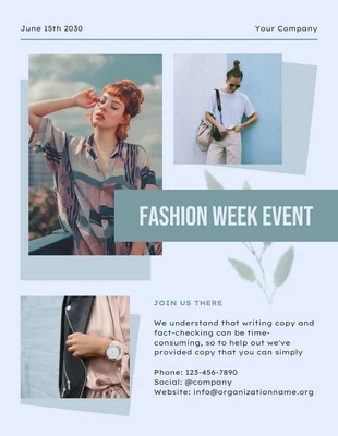 Free  Template: Sage Green Blue Fashion Week Event Newsletter Template