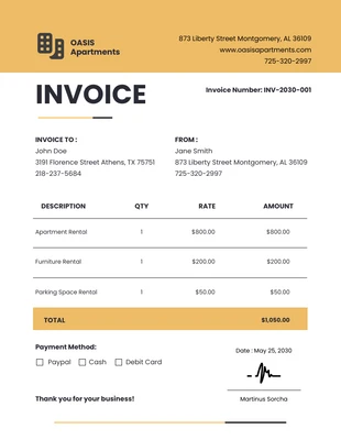 business  Template: White Yellow Rental Invoice Template