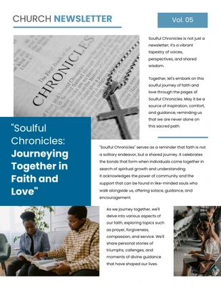 Free  Template: Blue White Church Newsletter Template