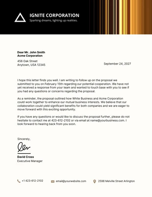 Free  Template: Gold Elegant Business Letterhead Template