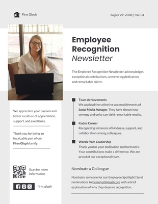 business  Template: Employee Recognition Newsletter Example Template