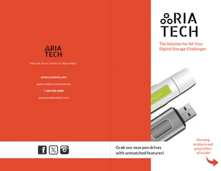 Free  Template: Cinnabar Tech Bi Fold Brochure Template