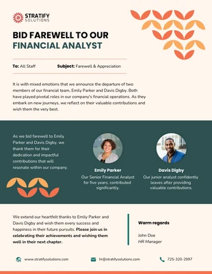 premium  Template: Farewell Team Member Email Newsletter Template