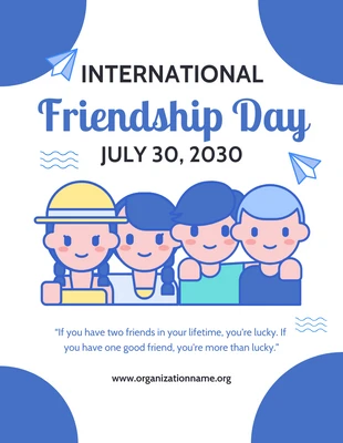 Free  Template: White And Blue Playful Illustration International Friendship Day Poster