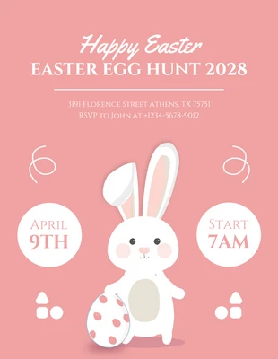 Free  Template: Pink Pastel Simple Illustration Happy Easter Invitation