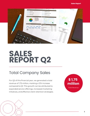 Free  Template: Red Line Sales Report Template