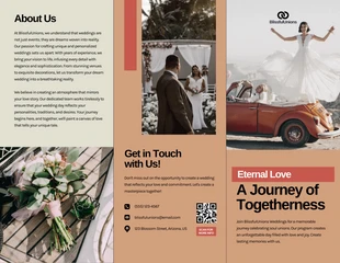 Free  Template: Cream Orange Wedding Tri-fold Brochure Template