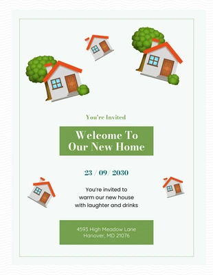 Free  Template: Blue House Housewarming Invitation