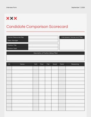 Free  Template: Interview Form Template