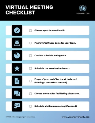 Free interactive Template: Nonprofit Virtual Meeting Checklist Format Template