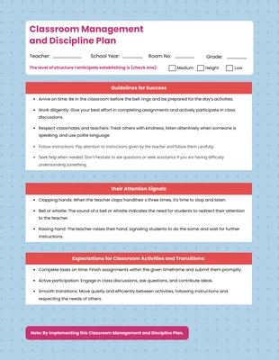 Free  Template: Spindle Red Classroom Management Plan Template