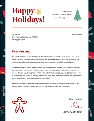 Free  Template: Black Fun Illustration Pattern Business Happy Holidays Letterhead