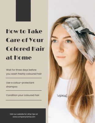 Free  Template: Beige and Black Take Care Colored Hair at Home Template