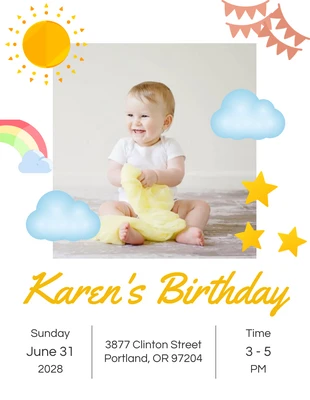 Free  Template: White Yellow Rainbow Invitation