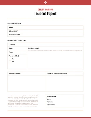 Free  Template: Sample Incident Report Template