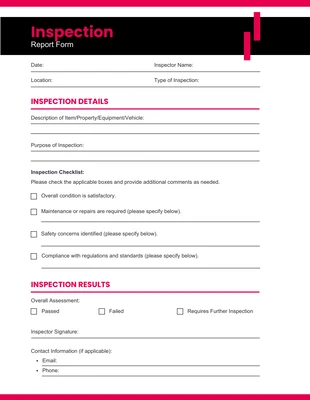 Free  Template: Inspection Report Form Template