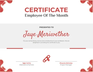 Free  Template: Sample of Recognition Certificate for Employees Template