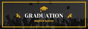 Free  Template: Black And Yellow Simple Minimalist Modern Happiness Graduation Banner