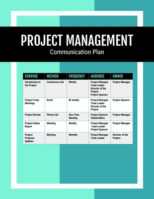 Free  Template: Project Communication Plan Example Template