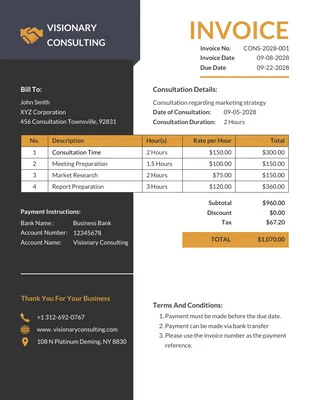 business  Template: Black Yellow Consulting Invoice Template