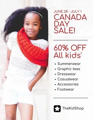 Free  Template: Canada Day Clothing Sale Flyer Template