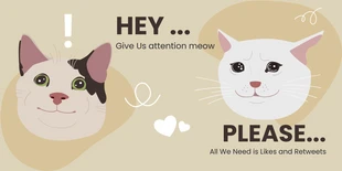 Free  Template: Light Brown Cute Illustration Animal Twitter Banner