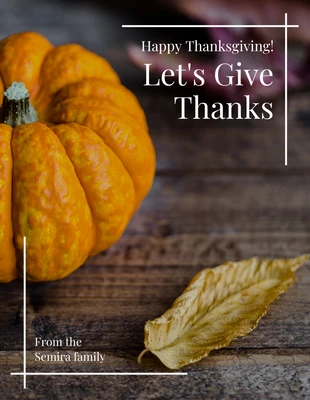 Free  Template: Pumpkin Leaf Thanksgiving Card