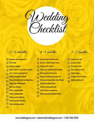 Free  Template: Wedding Checklist Infographic Template