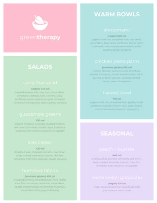 Free  Template: Soft Pastel Salad Menu