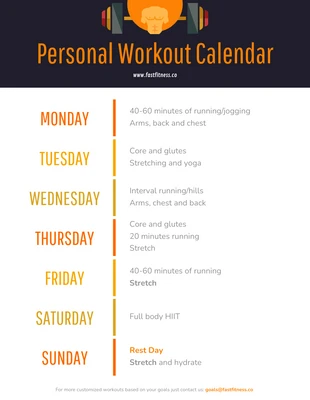 Free  Template: Weekly Workout Schedule