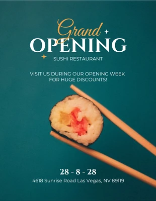 Free  Template: Sushi Restaurant Grand Opening Flyer Template