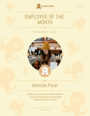 Free  Template: Fun Employee Month Barista Certificate Template