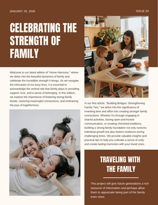 Free  Template: White Brown Family Newsletter Template