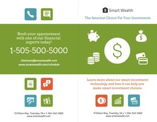 Free  Template: Bright Financial Investment Business Bi Fold Brochure Template