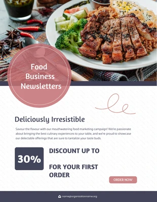 Free  Template: Purple Food Business Newsletter Template