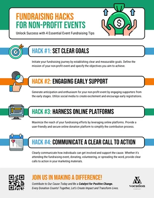 Free  Template: Fundraising Hacks for Non-Profit Events Infographic Template