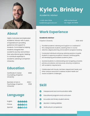 Free  Template: Light Green Academic Advisor Resume Template