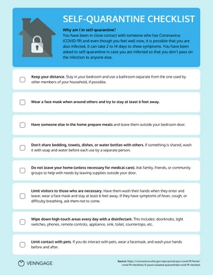 Free interactive Template: Self Quarantine Checklist Template