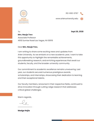 business  Template: Orange Minimalist University Letterhead