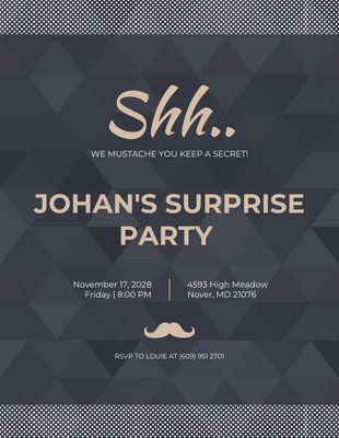 Free  Template: Dark Grey Minimalist Geometric Surprise Party Invitation