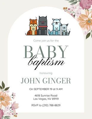 Free  Template: Elegant Green and White Safari Baptism Invitation