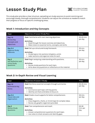 business  Template: Study Plan Template