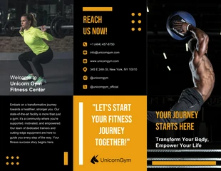 premium  Template: Dark Yellow Gym Tri Fold Brochure Template