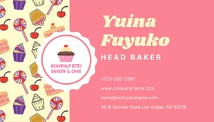 Pink And White Simple Pattern Cake Business Card - Page 2