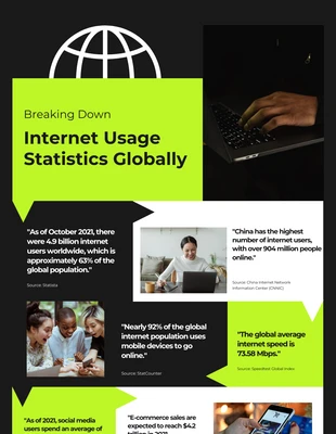 Free  Template: Global Internet Uses Statistics Infographic Template