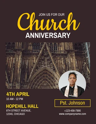 Free  Template: Cocoa Brown Church Anniversary Flyer Template